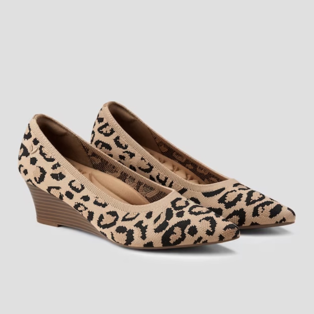 Vivaia Pointed Toe Dark Leopard Wedge